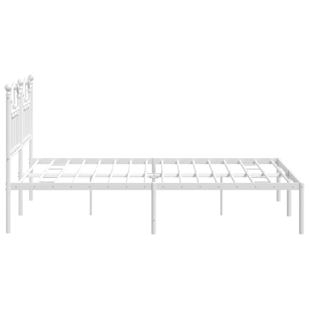Metal Bed Frame without Mattress with Headboard White 140x190cm