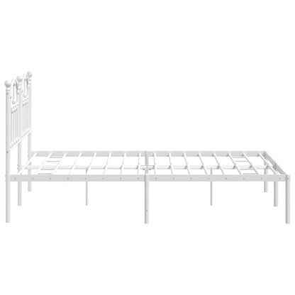 Metal Bed Frame without Mattress with Headboard White 140x190cm