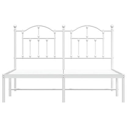 Metal Bed Frame without Mattress with Headboard White 140x200cm