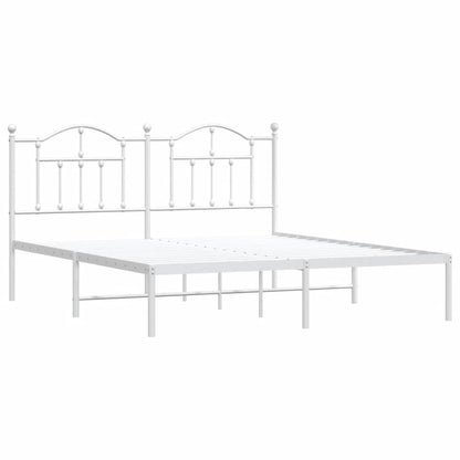 Metal Bed Frame without Mattress with Headboard White 183x213cm