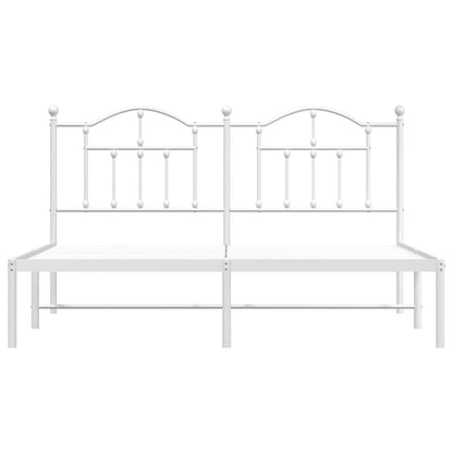 Metal Bed Frame without Mattress with Headboard White 183x213cm