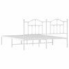 Metal Bed Frame without Mattress with Headboard White 183x213cm