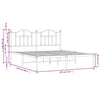 Metal Bed Frame without Mattress with Headboard White 183x213cm