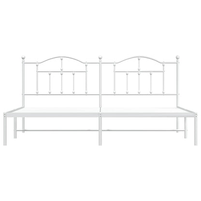 Metal Bed Frame without Mattress with Headboard White 200x200cm