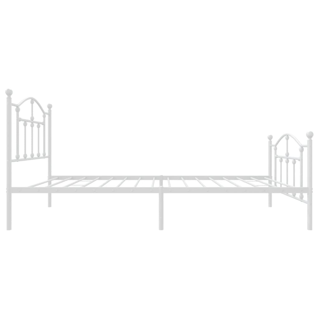 Metal Bed Frame without Mattress with Footboard White 80x200cm