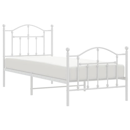 Metal Bed Frame without Mattress with Footboard White 90x190cm