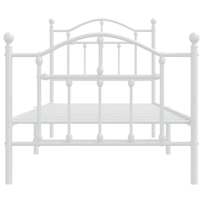 Metal Bed Frame without Mattress with Footboard White 90x190cm