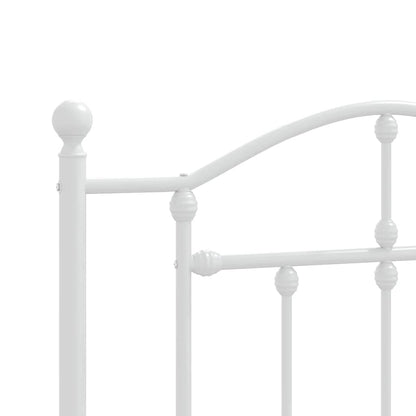 Metal Bed Frame without Mattress with Footboard White 90x190cm