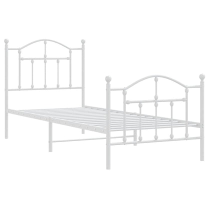 Metal Bed Frame without Mattress with Footboard White 90x200cm
