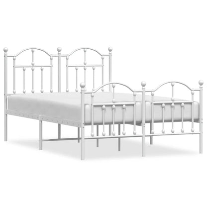 Metal Bed Frame without Mattress with Footboard White 120x190cm