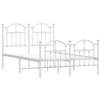 Metal Bed Frame without Mattress with Footboard White 120x190cm