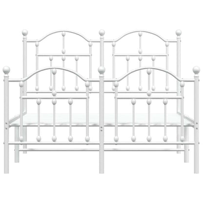 Metal Bed Frame without Mattress with Footboard White 120x190cm
