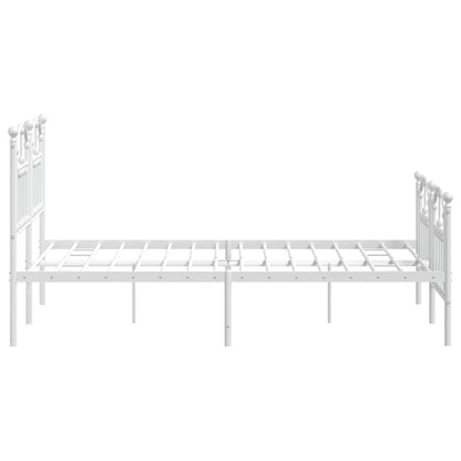 Metal Bed Frame without Mattress with Footboard White 120x190cm