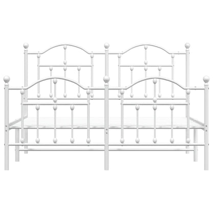 Metal Bed Frame without Mattress with Footboard White 140x190cm
