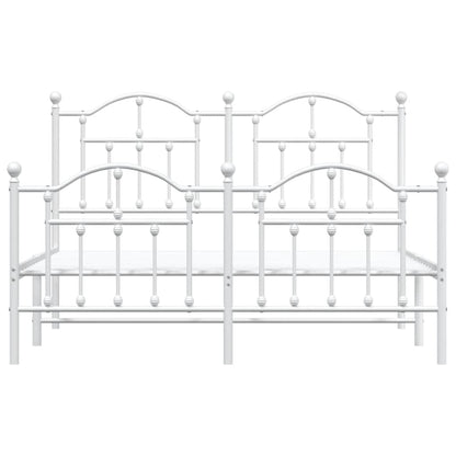 Metal Bed Frame without Mattress with Footboard White 140x200cm