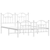 Metal Bed Frame without Mattress with Footboard White 150x200cm