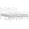 Metal Bed Frame without Mattress with Footboard White 150x200cm