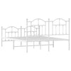 Metal Bed Frame without Mattress with Footboard White 150x200cm
