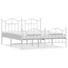 Metal Bed Frame without Mattress with Footboard White 183x213cm