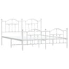 Metal Bed Frame without Mattress with Footboard White 183x213cm