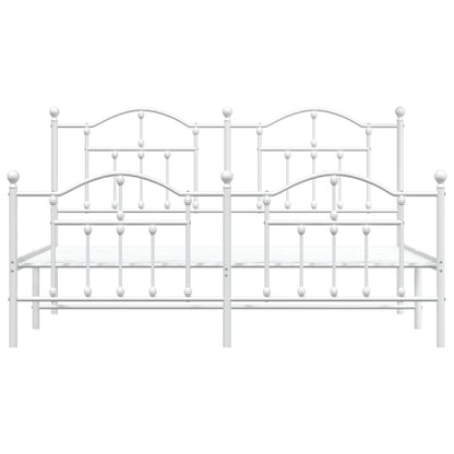 Metal Bed Frame without Mattress with Footboard White 183x213cm