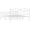 Metal Bed Frame without Mattress with Footboard White 183x213cm