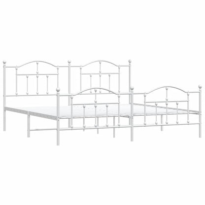 Metal Bed Frame without Mattress with Footboard White 193x203cm