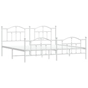 Metal Bed Frame without Mattress with Footboard White 193x203cm