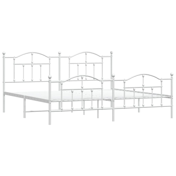Metal Bed Frame without Mattress with Footboard White 193x203cm