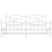Metal Bed Frame without Mattress with Footboard White 193x203cm