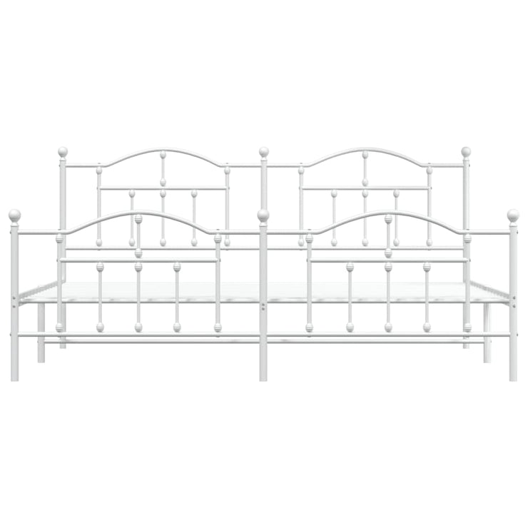 Metal Bed Frame without Mattress with Footboard White 193x203cm