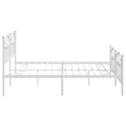 Metal Bed Frame without Mattress with Footboard White 193x203cm