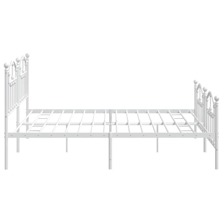 Metal Bed Frame without Mattress with Footboard White 193x203cm