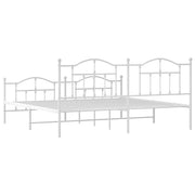 Metal Bed Frame without Mattress with Footboard White 193x203cm