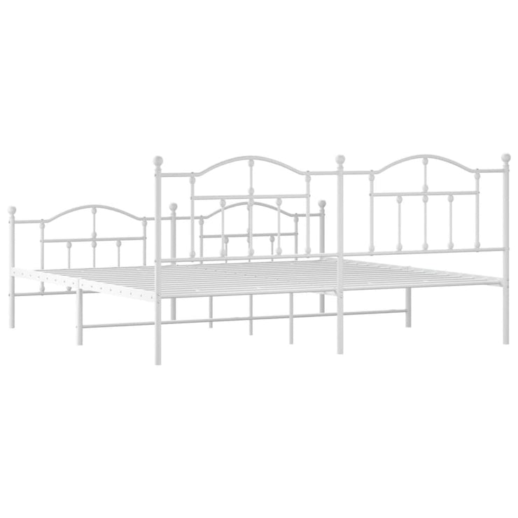 Metal Bed Frame without Mattress with Footboard White 193x203cm