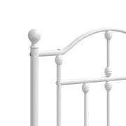 Metal Bed Frame without Mattress with Footboard White 193x203cm