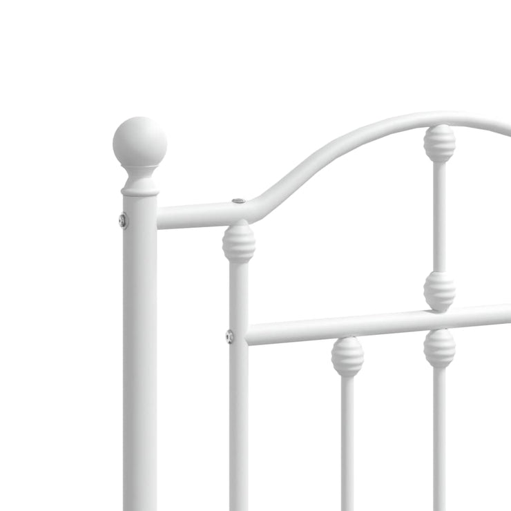 Metal Bed Frame without Mattress with Footboard White 193x203cm