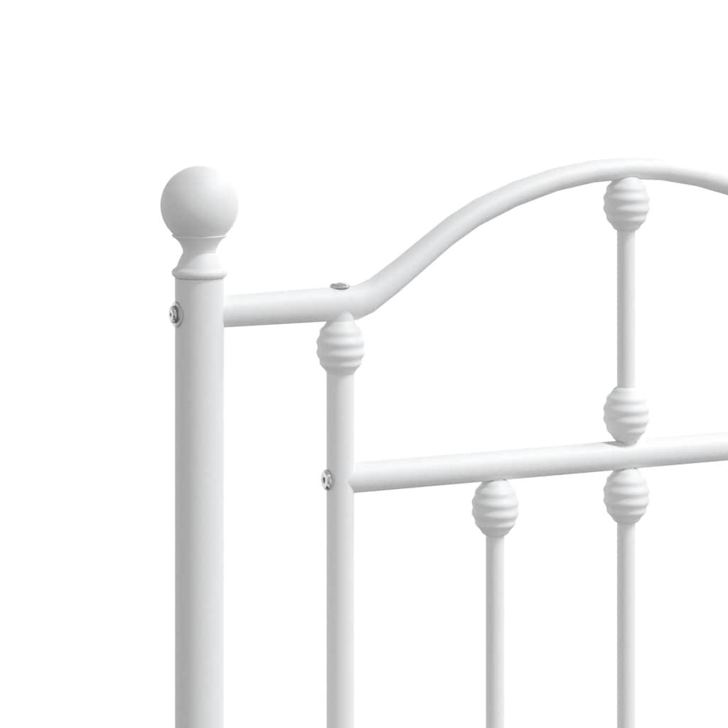 Metal Bed Frame without Mattress with Footboard White 193x203cm