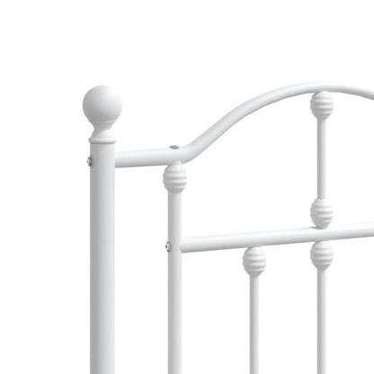 Metal Bed Frame without Mattress with Footboard White 193x203cm
