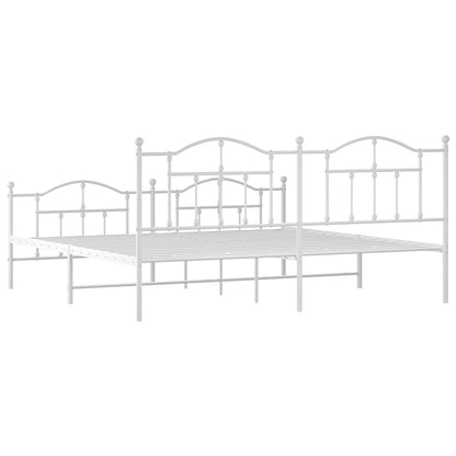 Metal Bed Frame without Mattress with Footboard White 200x200cm