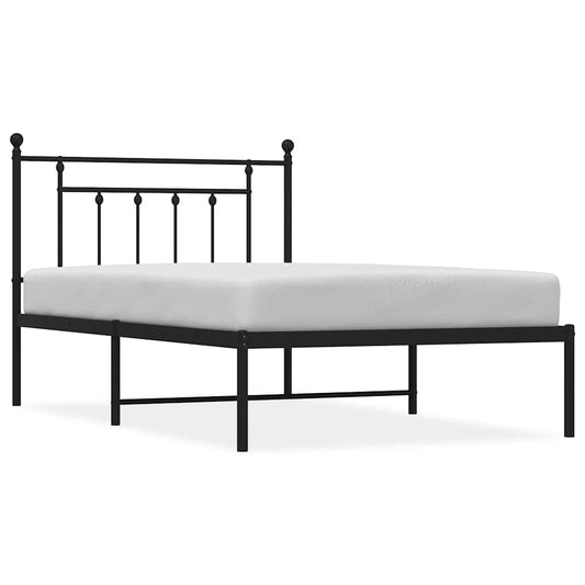Metal Bed Frame without Mattress with Headboard Black 100x200cm