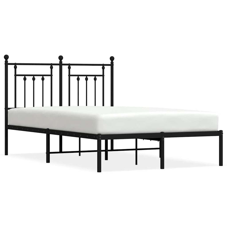 Metal Bed Frame with Headboard Black 135x190 cm Double