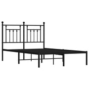 Metal Bed Frame with Headboard Black 135x190 cm Double