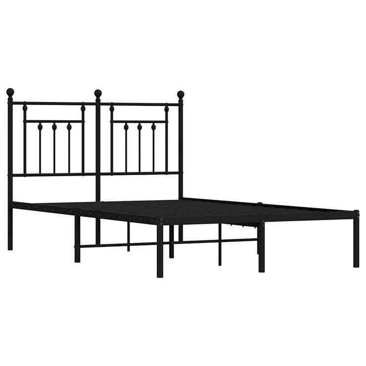 Metal Bed Frame with Headboard Black 135x190 cm Double