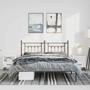 Metal Bed Frame with Headboard Black 135x190 cm Double