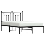 Metal Bed Frame with Headboard Black 135x190 cm Double