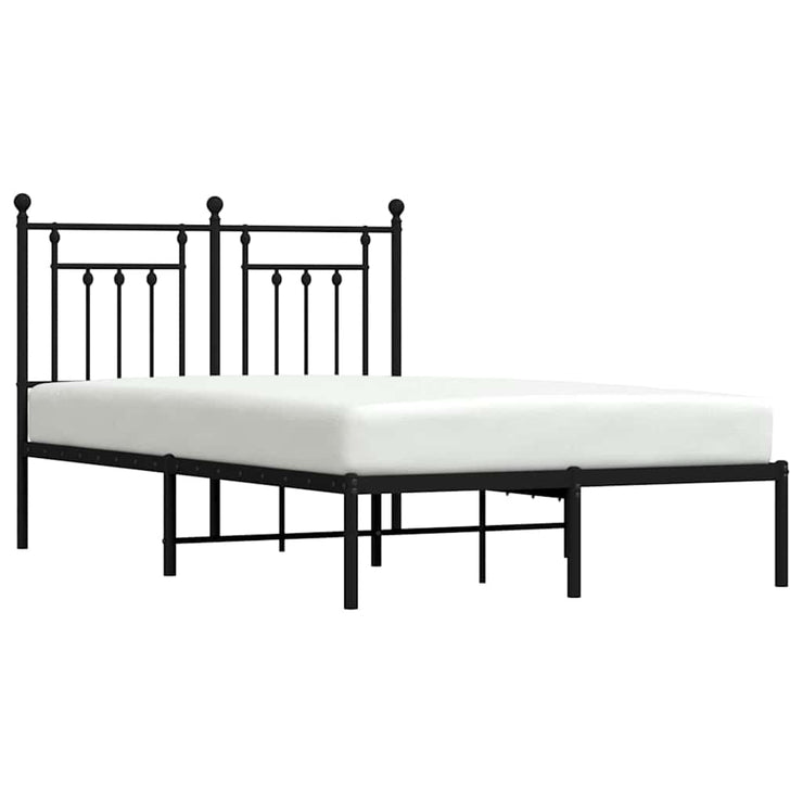 Metal Bed Frame with Headboard Black 135x190 cm Double