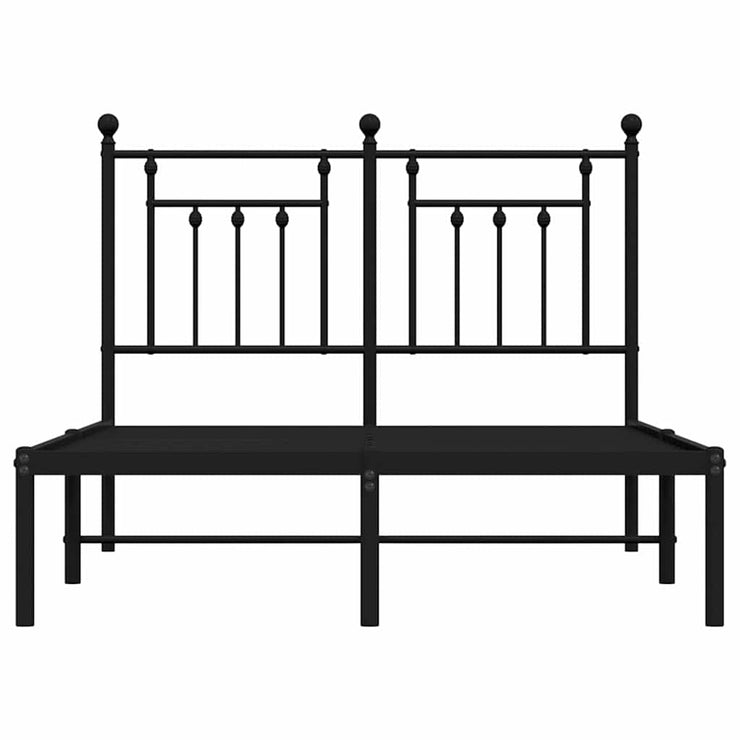 Metal Bed Frame with Headboard Black 135x190 cm Double