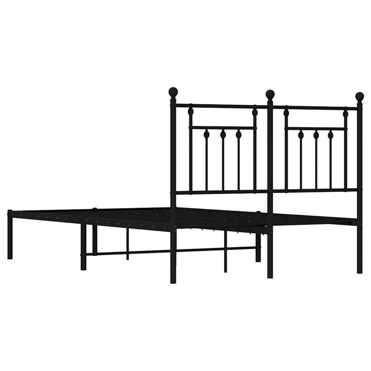 Metal Bed Frame with Headboard Black 135x190 cm Double