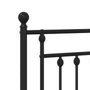 Metal Bed Frame with Headboard Black 135x190 cm Double
